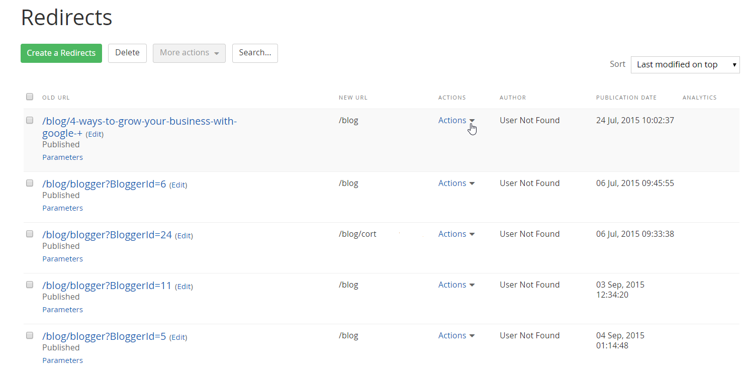 Managing 301 redirects in Sitefinity Image 4