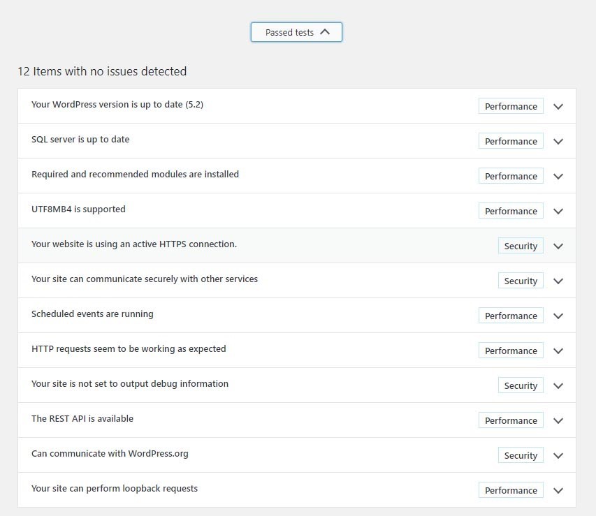 Passed tests screenshot