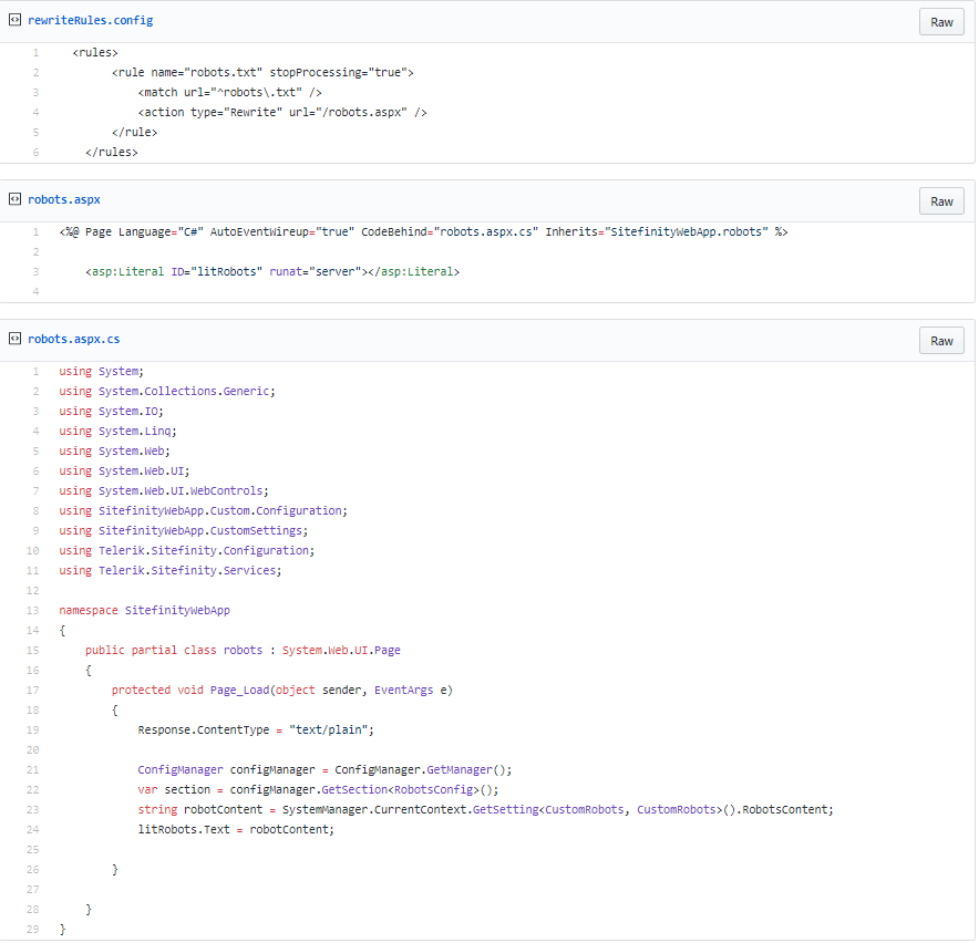 Robots.txt code snippets